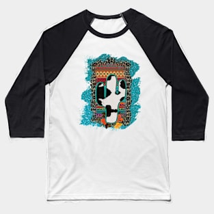 Turquoise Cowhide Cactus Baseball T-Shirt